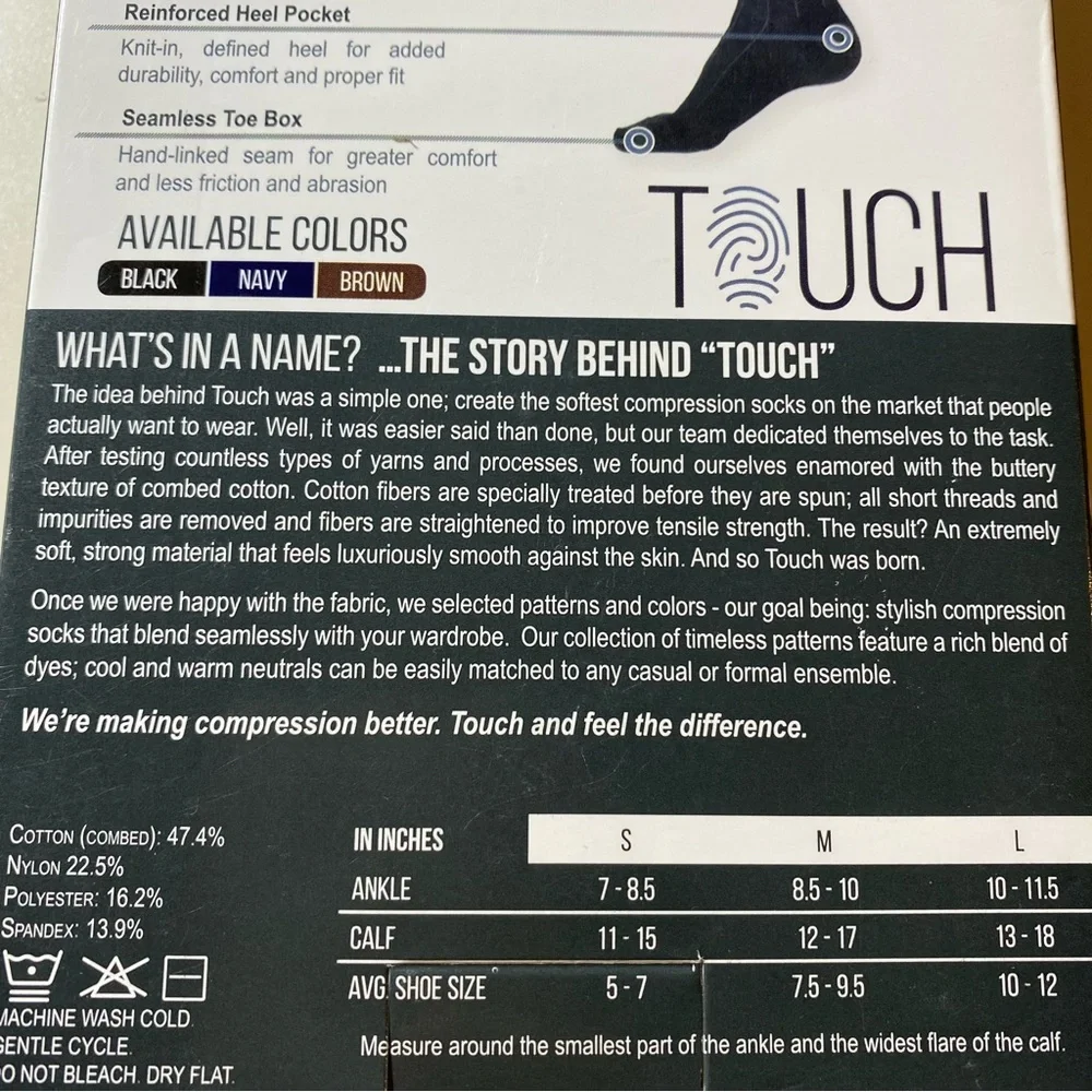 Touch Ladies' Fashionable Knee High Black Compression Socks #1062BL-Medium NWT